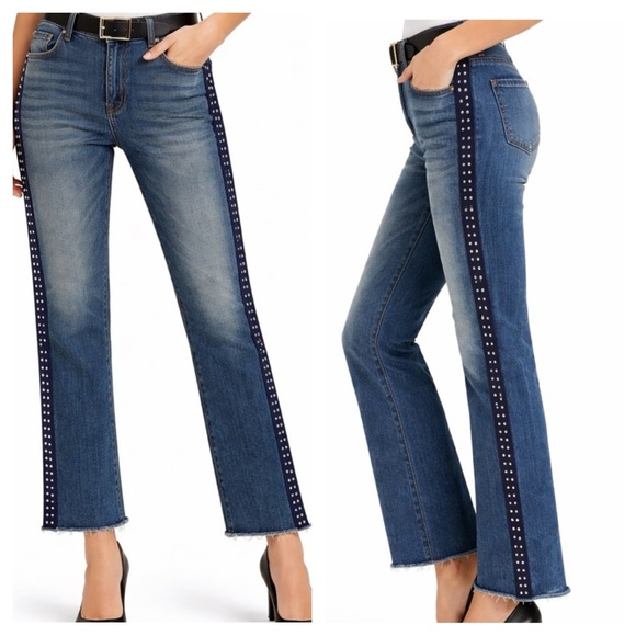 Veronica Beard Ines Stud Detail Crop Jeans - Picture 1 of 16